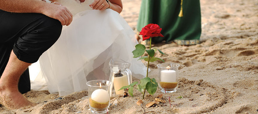 Mariage spirituel sur une plage de Biarritz avec les 4 éléments